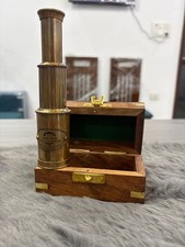 Handmade 6 Brass Telescope Pirate Spyglass with Wooden Storage Box