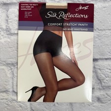 Vintage Hanes Silk Reflections Confort Stretch Panty Sandalfoot Nude Size AB New