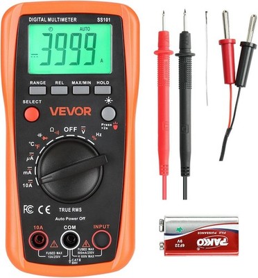 Digital Multimeter, 4000-Count TRMS DC/AC Voltmeter Current Tester, Auto-Ranging