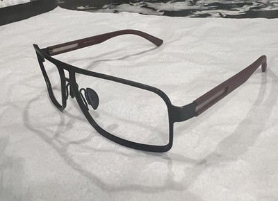 Porsche Design Matte Black & Burgundy Optical Eyeglass Frames Titanium Style