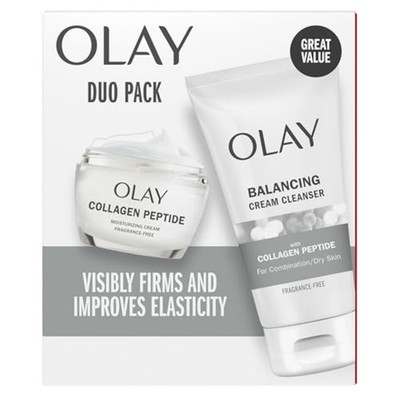 Olay Collagen Peptide Duo Pack: Face Wash 5oz & Moisturizer 1.7oz Frag-Free