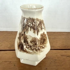 ANTIQUE WHITE/BROWN ADAMS-LANCASTER ENGLISH WARE 4" TALL Vase Jug ENGLAND Sheep