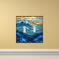 Stained glass Ocean Storm switch plate light switch plate Wall Switch Plate