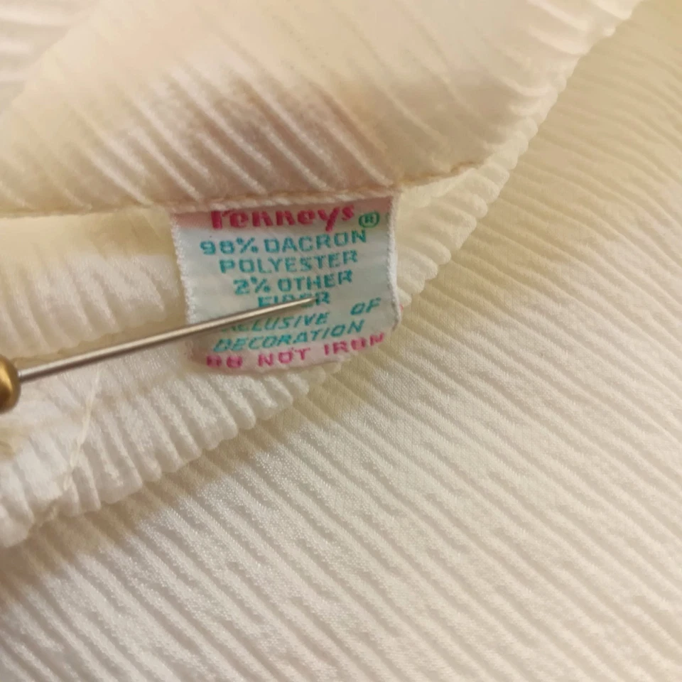 sz 14 Vintage Dress Nurse Uniform J.C. Penneys White Seersucker Costume 1960's - Image 4 of 4