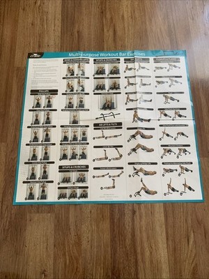 Multi Exercise Bar Workout Poster, Full Body Gym Wall Art Print Decor, No Frame