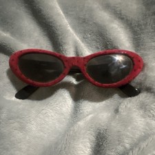 Retro Cat eye Red And Black Flocked Polka Dot Frame Women's Sunglasses