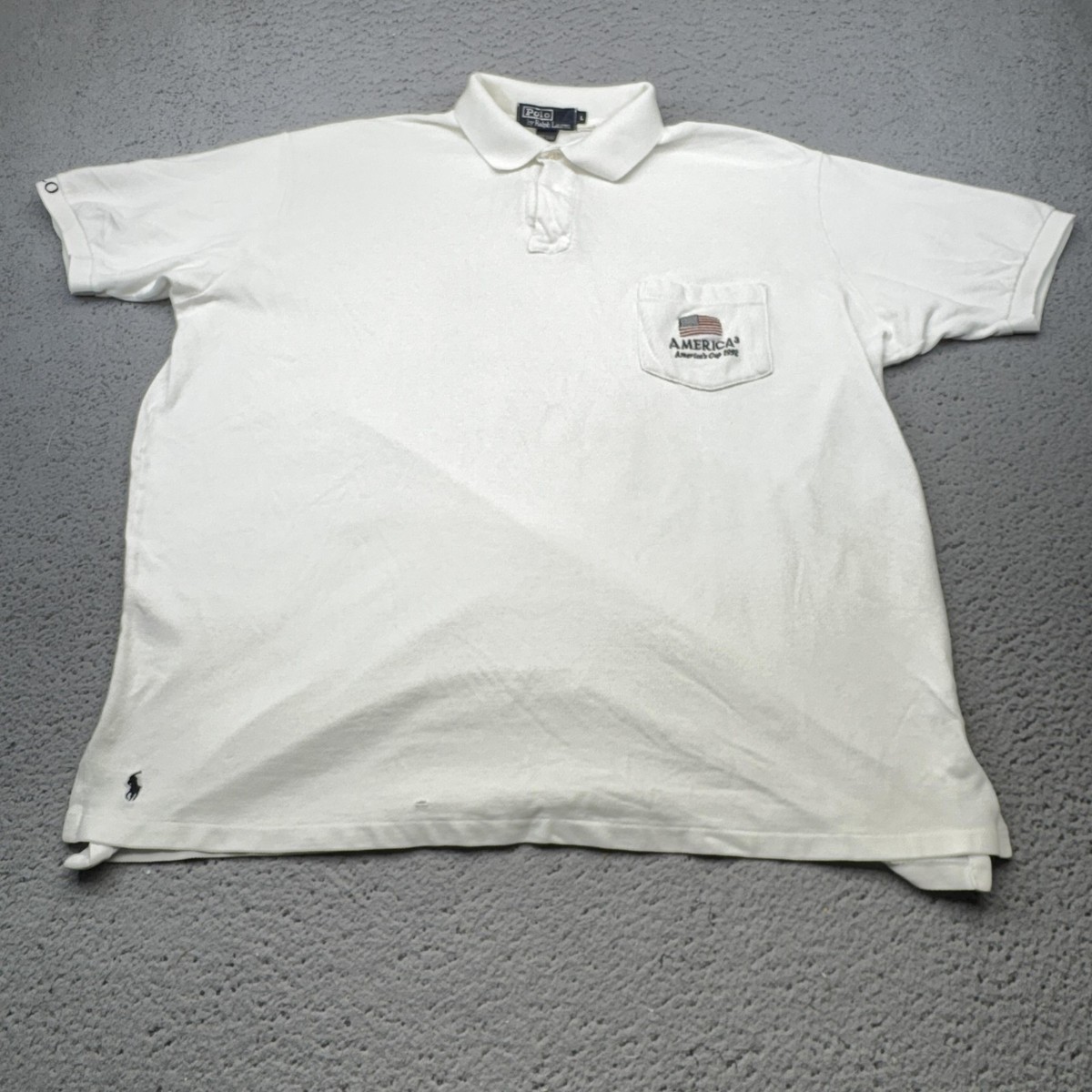 希少　90s Polo Ralph Lauren America’s Cup Polo Ralph Lauren Shirt Mens Large USA Flag America's Cup 1992
