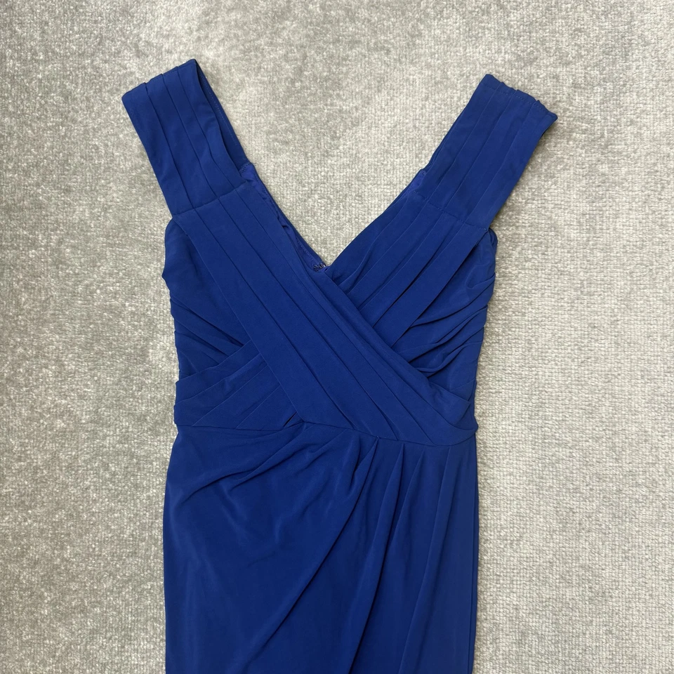 Nicole Miller Dress Womens 4 Blue Sleeveless V Neck Pleated Ruched Cocktail USA - Image 2 of 4