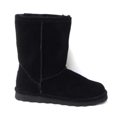 BEARPAW Elle Short Suede Sheepskin Boot with NeverWet Black