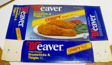 vintage 1988 WEAVER frozen fried chicken box VINTAGE FOOD PACKAGING rare 1980s