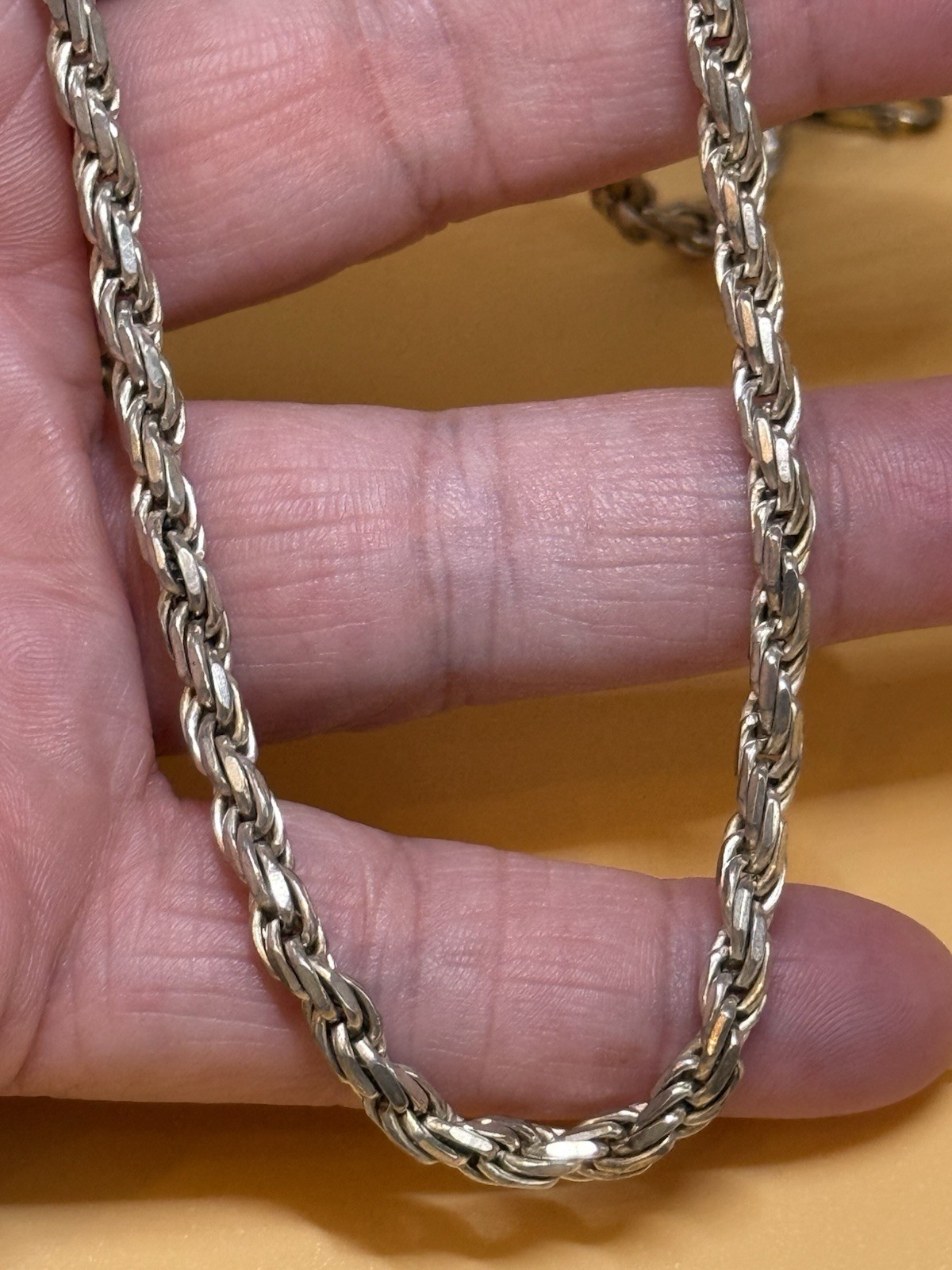 Startling Silver 925 Rope Chain Solid Vintage EUC… - image 1