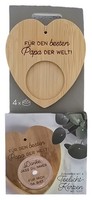 Formano Teelichthalter Geschenk Welt! Braun Holz Herzform Papa Schriftzug
