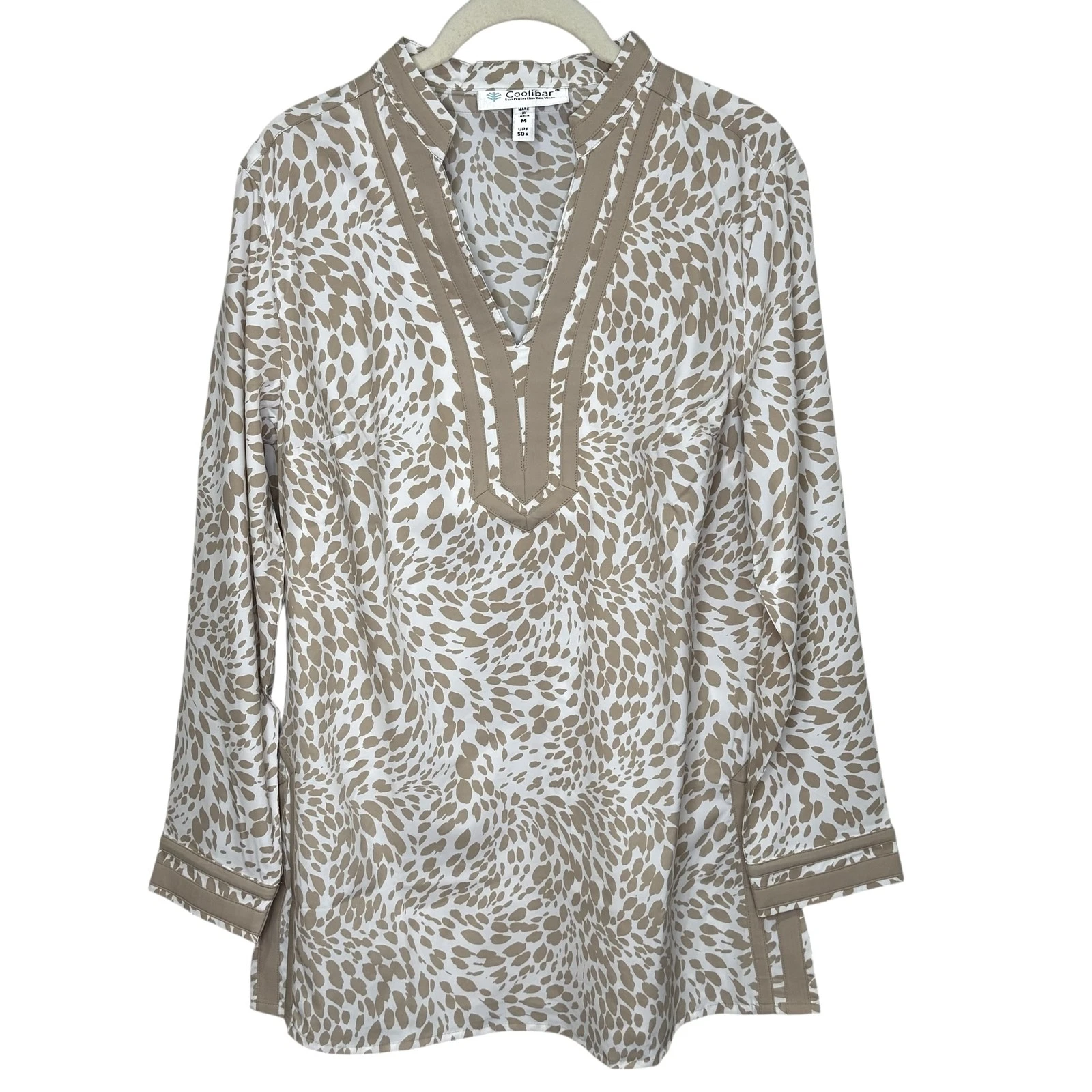 Coolibar Tunic Shirt Size Medium Animal Print UPF 50+ Sun Protection Lightweight
