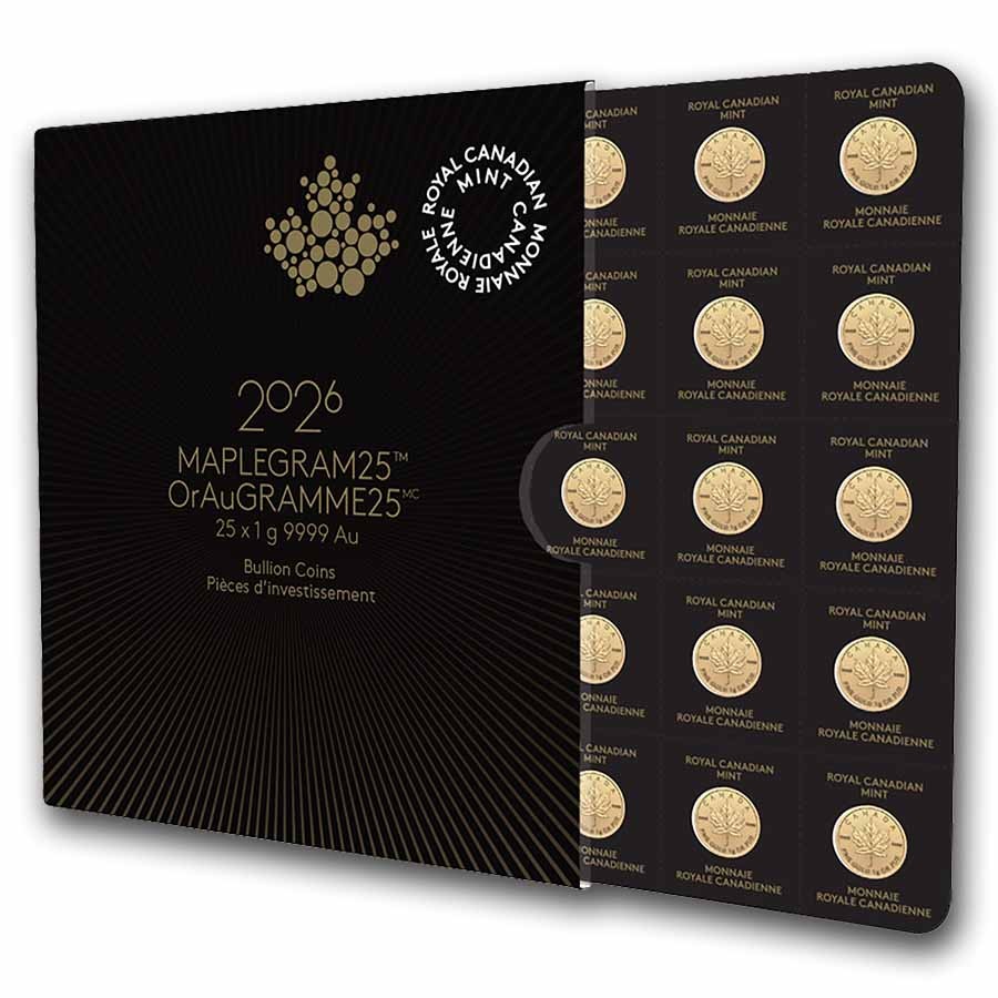 2026 25x 1 gram Gold Maple Leafs Maplegram25™ (In Assay Sleeve)
