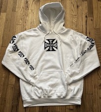 West Coast Choppers Jesse James Men's White Graphic Logo Pullover Hoodie SIZE XL