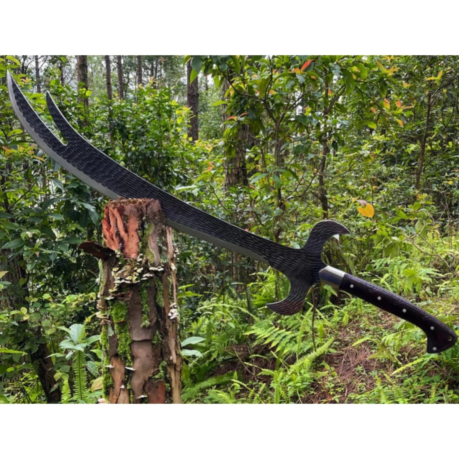 Custom Handmade Carbon Steel Blade Zulfiqar Machete Sword| Hunting Sword Camping