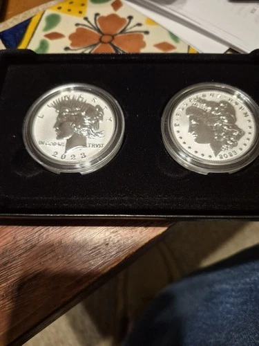 2023 Morgan and Peace Dollar 2-Coin Reverse Proof Set In OGP And COA