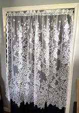 1 Panel White Floral Lace Curtain 64" L x 60" W Polyester