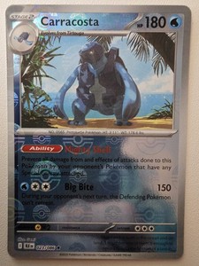 2025 Pokemon SV Black Bolt Carracosta Reverse Holo Master Ball Rare #023/086