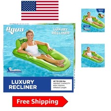 Luxury Recliner Pool Lounge - 250 lbs Capacity, Soft Coolweave Fabric, 63" x 36"