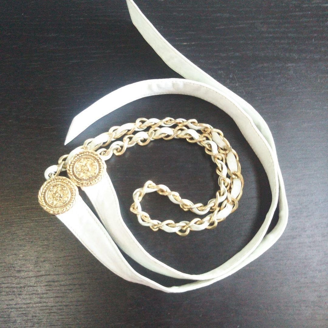 CHANEL シャネル ベルト　ホワイト CHANEL CHANEL/シャネル ココマーク ベルト ホワイト× シルバー