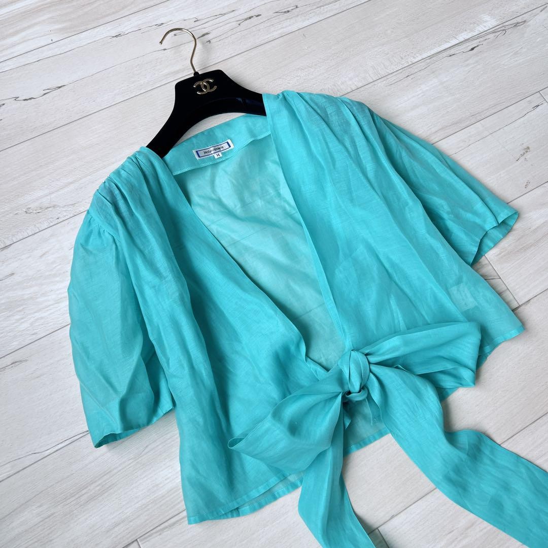 Autentica blusa Yves Saint Laurent nastro grande bolero misto seta taglia M donna