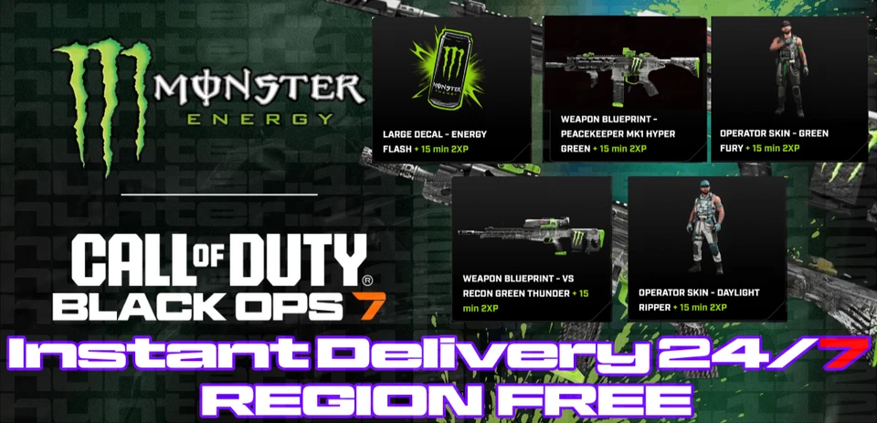 Call of Duty Black Ops 7 BO7 Monster Energy Items Full Set 5 Items NO XP