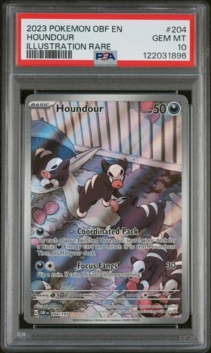 Houndour Obsidian Flames Holo Card 204/197 SV03 PSA 10