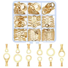 160 Pcs Copper Ring Terminals, M3/M4/M5/M6/M8/M10 Brass Wire Connectors