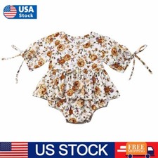 Newborn Infant Baby Girl Floral Clothes Ruffle Jumpsuit Romper Bodysuit Outfit