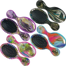 4 Pack  Wet Brush Mini  ASSORTED DESIGNS Detangling Hair Brush LOOSE BULK