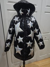 Dolls Kill Club Exx Beyond The Stars Black Silver Holographic Puffer Jacket Nwt