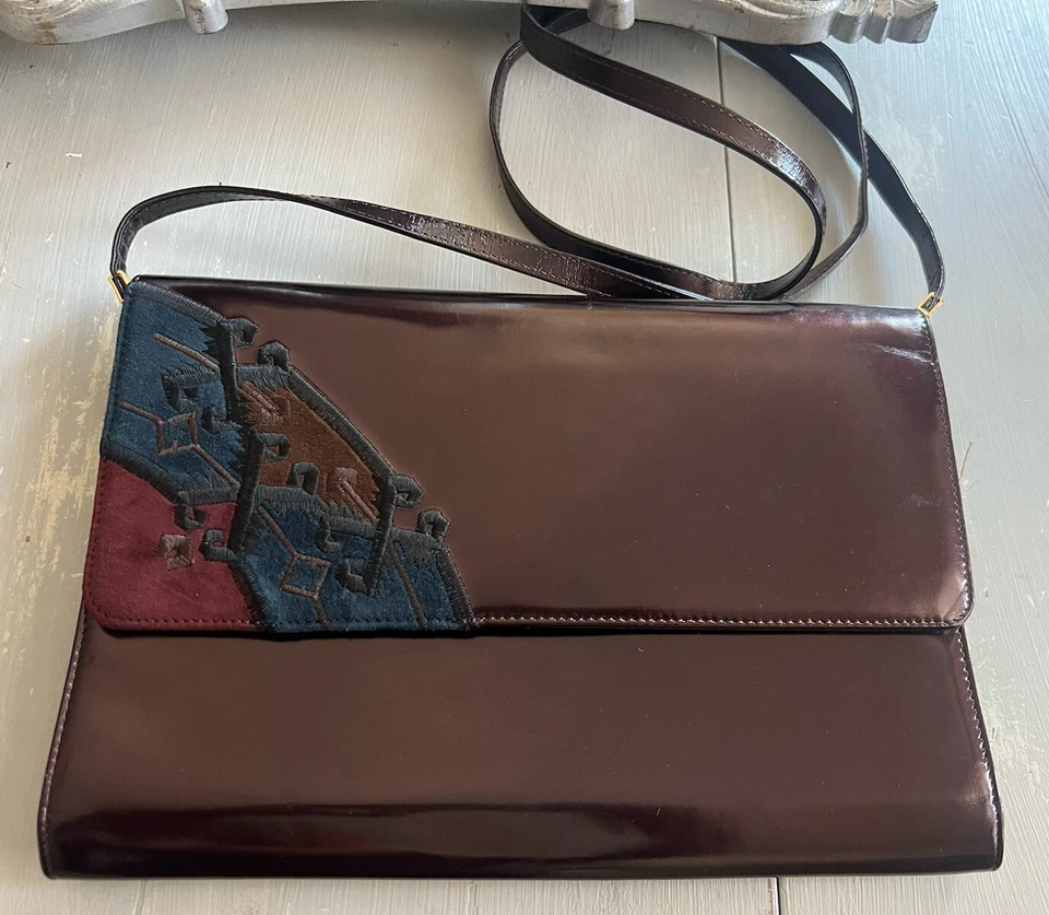 SERGIO ROSSI Vintage CLUTCH Made in Italy SHOULDER Bag Leather 70’s RETRO - Image 2 of 4