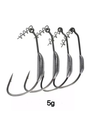 Weighted Offset Worm Hooks w/ Twist lock~ 4/0,5g / Weight FREE shipping