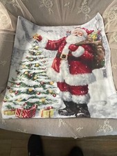 Decorative Santa Pillow Case with Vintage Santa and Christmas Tree Zip Closure