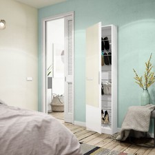 Krystal Artic White Tall Shoe Cabinet Cupboard 1 Mirrored Door upto 14-16 Pairs