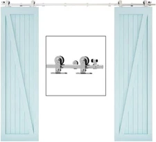CCJH 5FT-20FT Stainless Steel Sliding Barn Door Hardware Kit Track for 1/2 Door