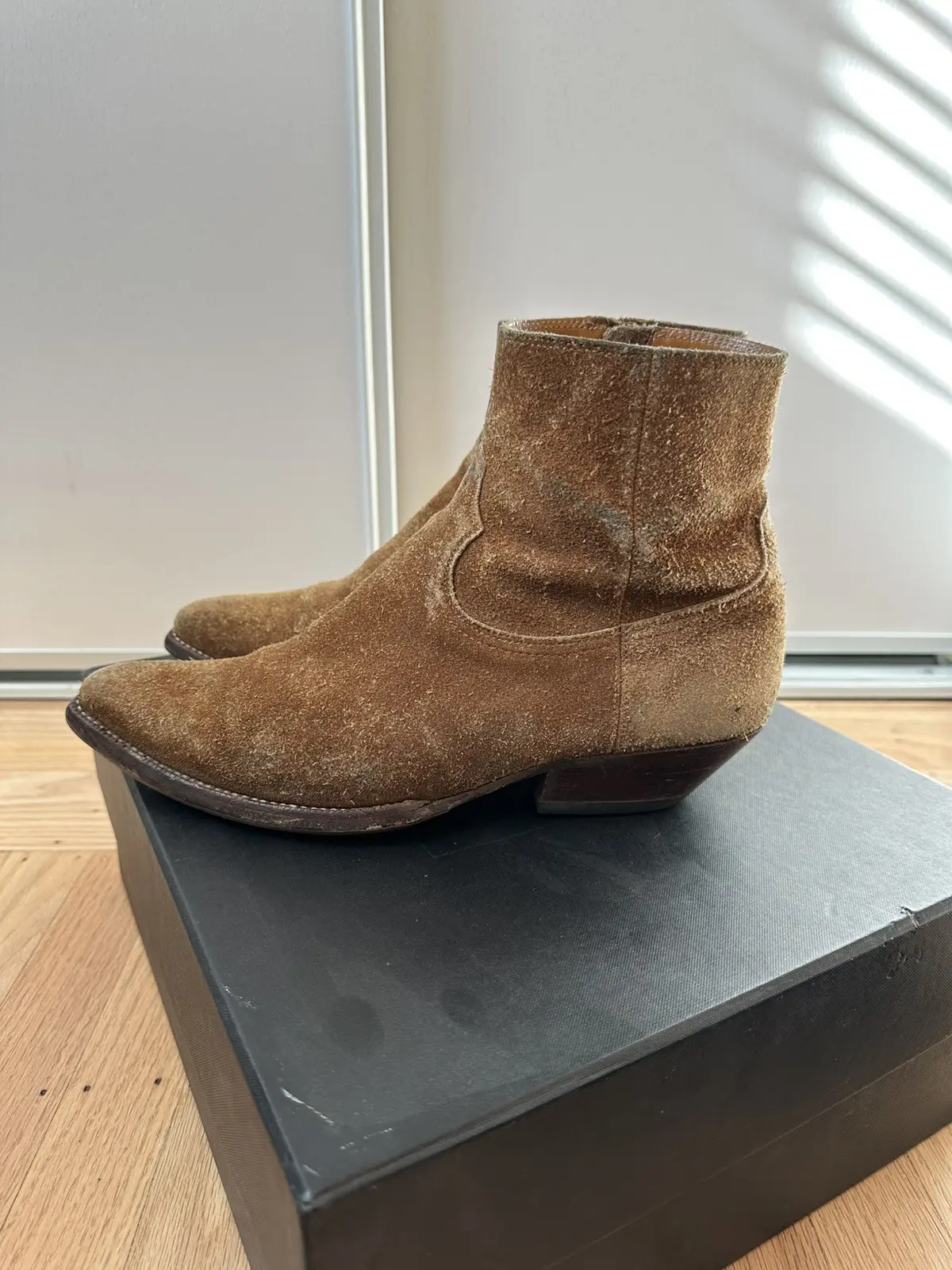 Stivali Saint Laurent Paris Santiag noce scamosciata zip 41 5 Psych Rock SS15 INVIA OFFERTE