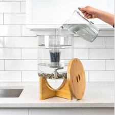 Santevia Gravity Water System  Alkaline and Fluoride Filter 2.6gal 10l. (Bamboo)