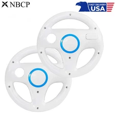 2pcs White Racing Steering Wheel for Wii Remote Game Controller Mario Kart Game