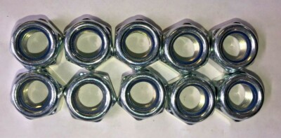 (10) M12-1.5 Or M12 Fine Thread Nylon Insert Lock / Stop Nut Zinc ...
