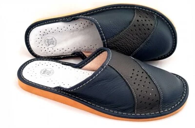 Herren echtes Leder Pantoffeln Hausshuhe Latschen Geschenke für Männer Gr. 40-46