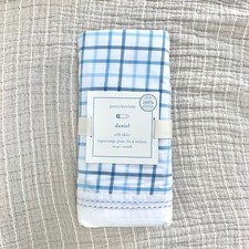 POTTERY BARN KIDS Daniel plaid Crib Skirt white blue organic