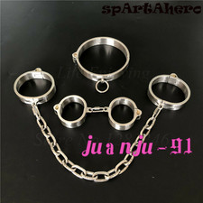 Stainless Steel Detachable Handcuffs Chain Ankle Cuffs Lockable Collar Shackle