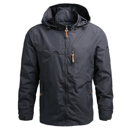 Herren Wasserabweisend Reißverschluss Kapuze Windbreaker Wandern Taktische Jacke Mäntel - Bild 9 von 17