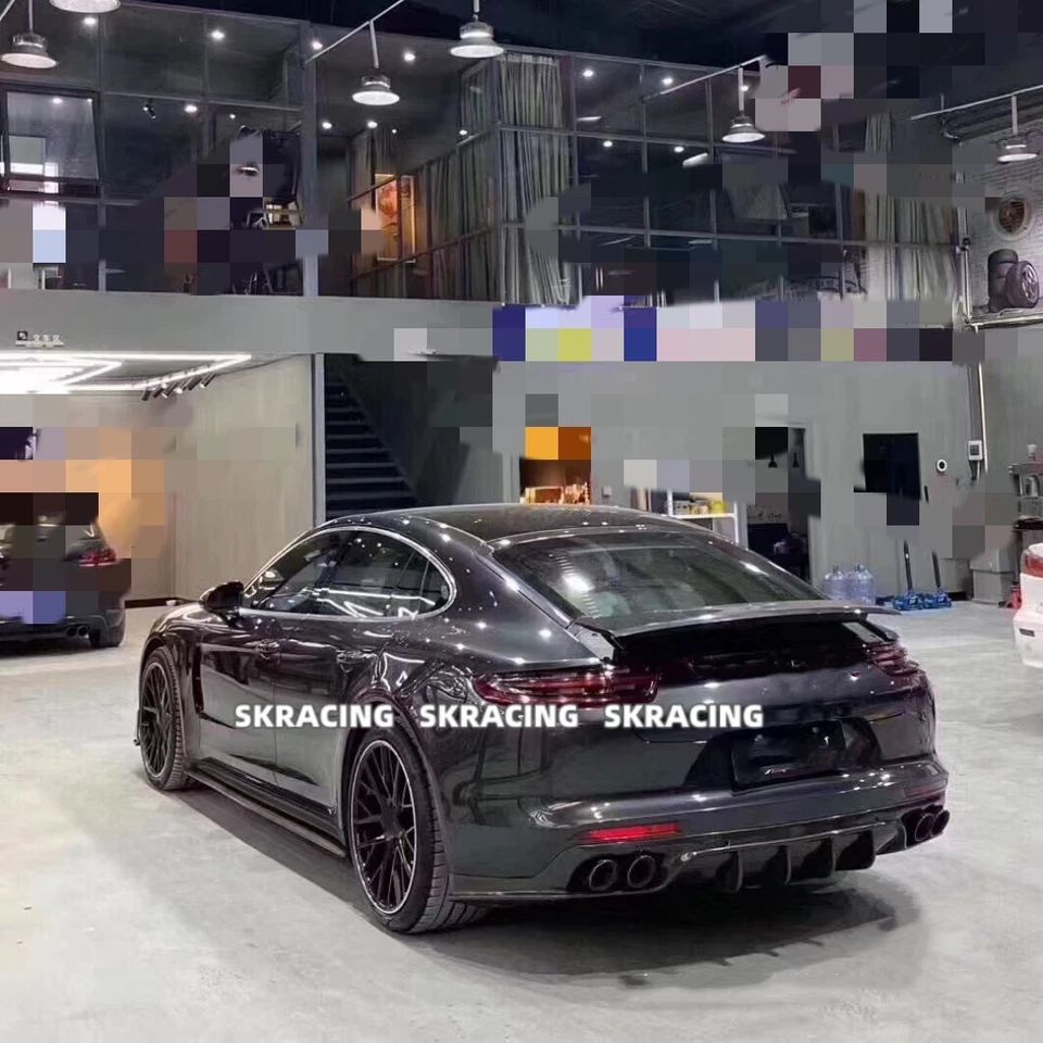 Alerón de extensión de faldón lateral de fibra de carbono para Porsche Panamera 971 2017-2022 Foto 3 de 4