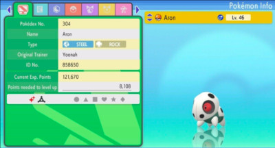 Pokemon Strahlender Diamant & Leuchtende Perle 6IV Shiny ARON MAX EVs