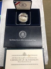 1992-W The White House Commemorative Silver Proof Dollar W/paperwork