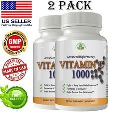 2 Pack Vitamin C 1000mg 120 Caps Best Protect Health Sealed Ultra Fast Shipping