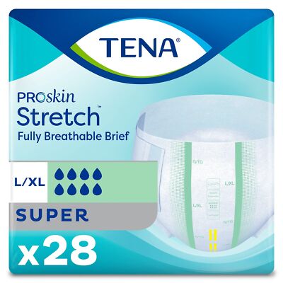 TENA Stretch Super Briefs, Incontinence, Disposable, Heavy Absorbency, Large/XL,